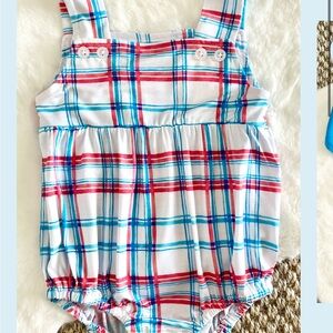 SWEET BAY CLOTHING Blue/Red Plaid Snap Patriotic Bubble